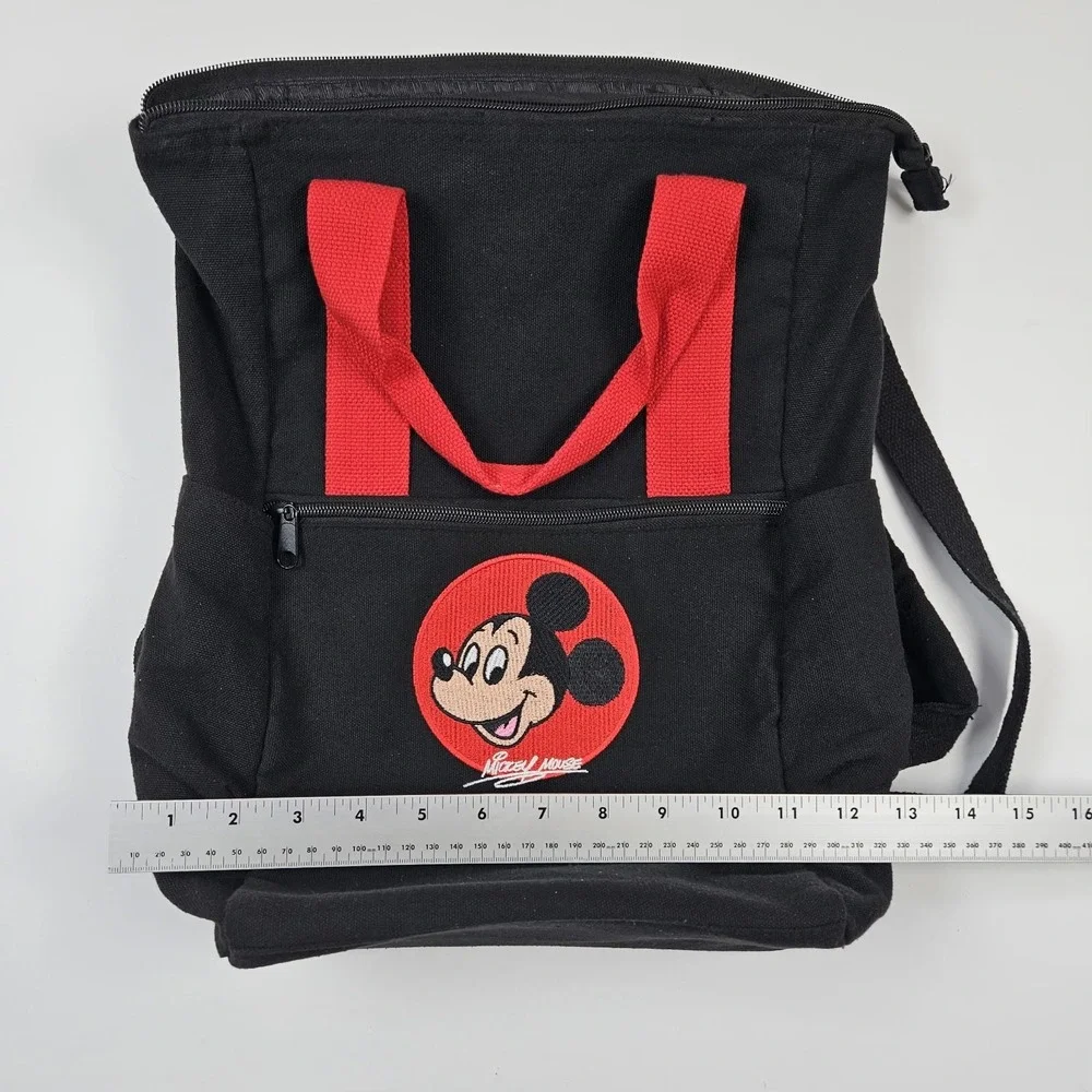 Disney Mickey Mouse Backpack Black Red Logo‎ Drawstring School